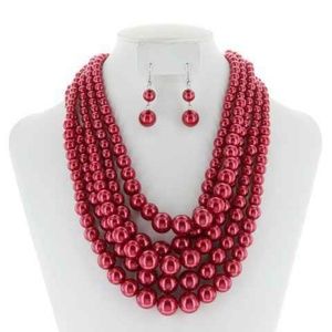 Crimson Pearl Necklace Set